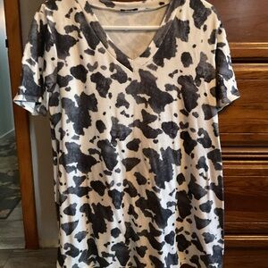 Cow print tunic top